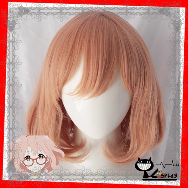 [sẵn] Wig/tóc giả cosplay Mirai Kuriyama - Kyoukai no Kanata màu hồng cam tại Miu Cosplay