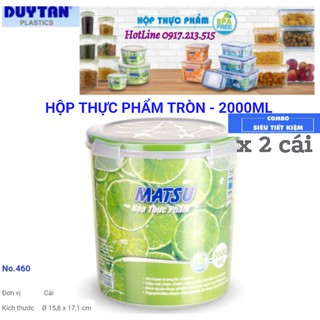 2 hộp đựng thực phẩm tròn 2000ml duy tân cao cấp