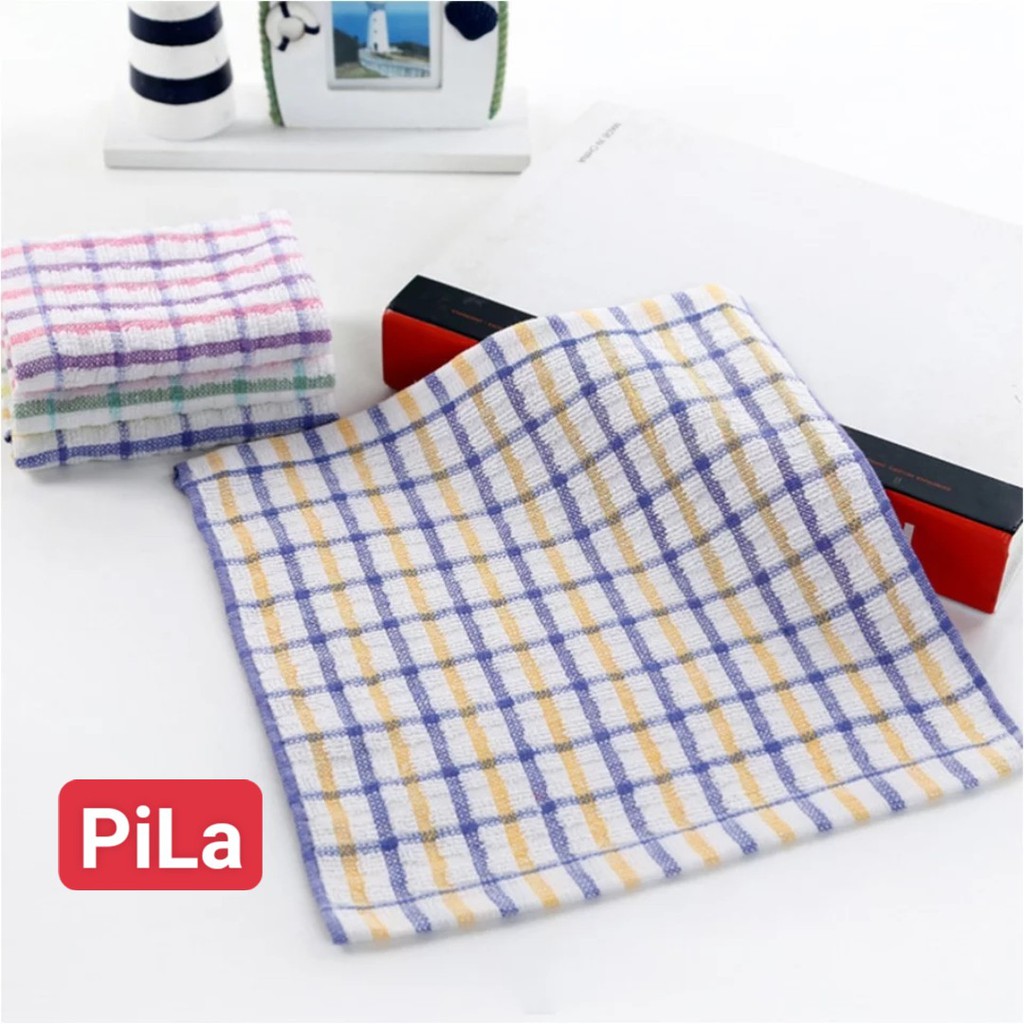 Khăn Lau Bếp Cotton Vuông SỌC CARO Nâu 30x30 Thấm Rút Nước