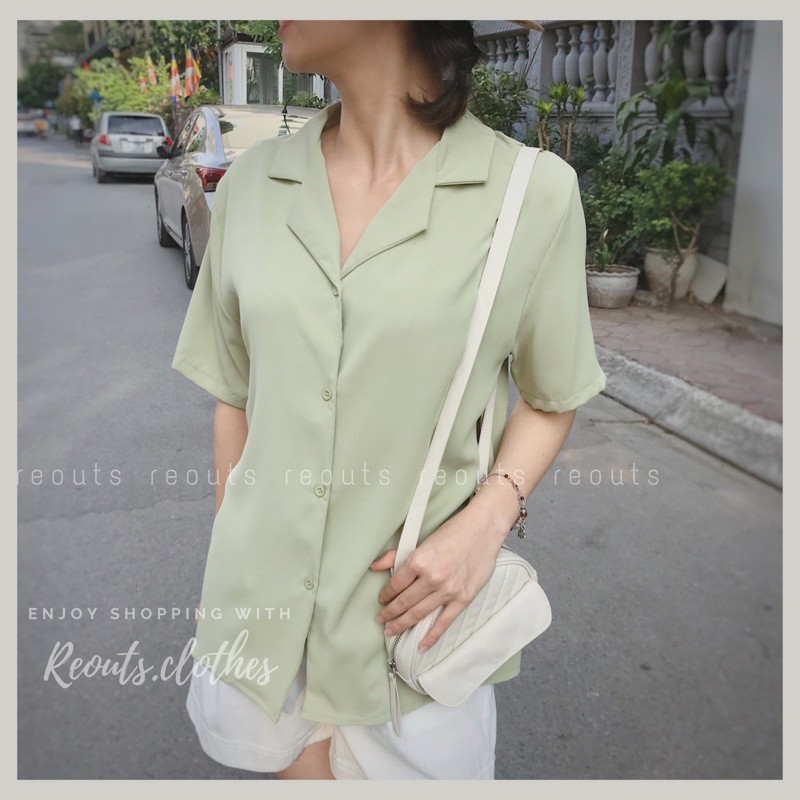 Áo sơ mi nữ công sở tay ngắn cổ vest ảnh thật Thời trang nữ Reouts | BigBuy360 - bigbuy360.vn