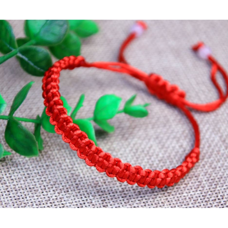 Vòng Tay EBI Chỉ Ngũ Sắc Bình An Bảng Trơn Dây Rút