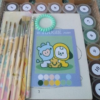 Tranh vẽ number || giá đỡ điện thoại mini bts bt21 uk 20x20 + easel