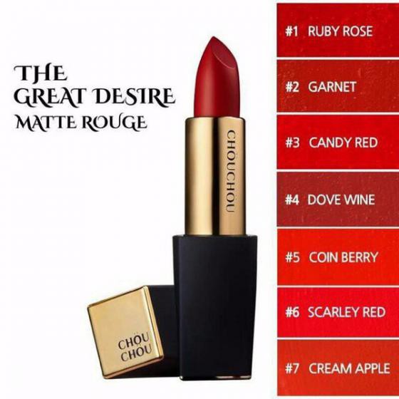 Son Lì Chou Chou The Great Desire Matte Rouge #06 Scarley Red