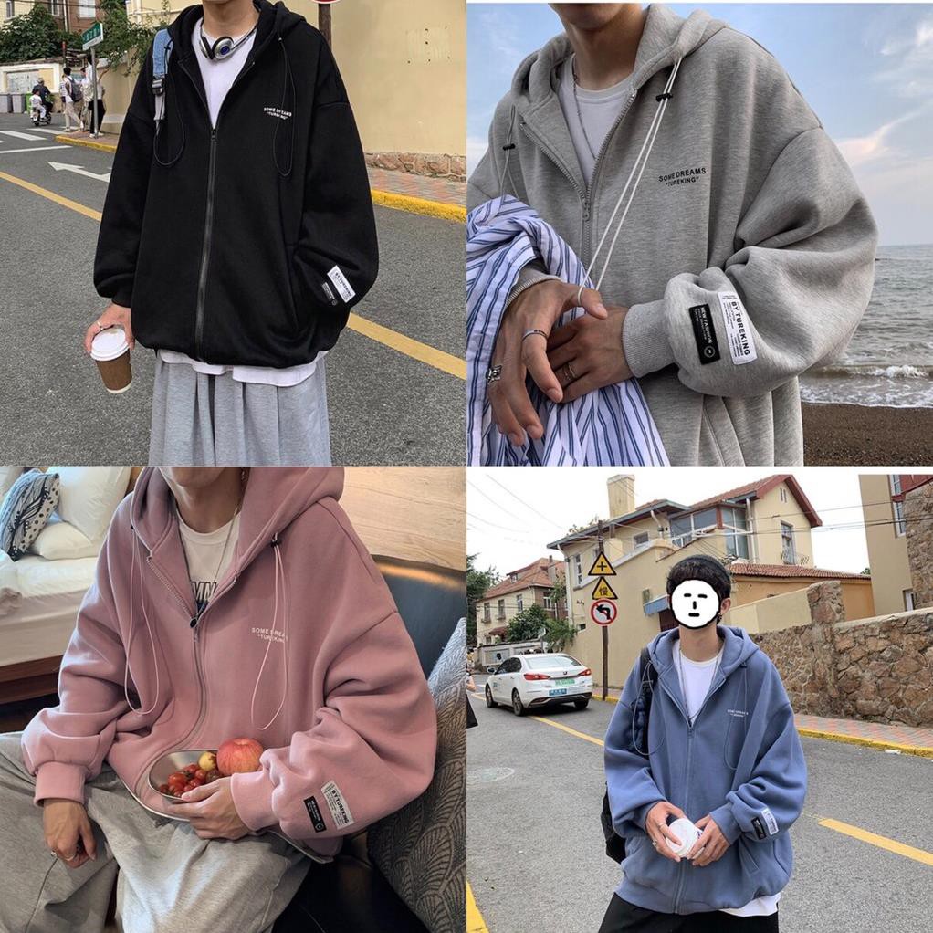 Áo Khoác nỉ in chữ DREAMS Nam Nữ Nỉ Lót Bông