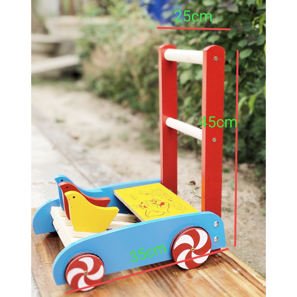 Xe Tập Đi Bằng Gỗ Song Son Cho Bé - Xe Tập Đi Bằng Gỗ 3 Con Chim