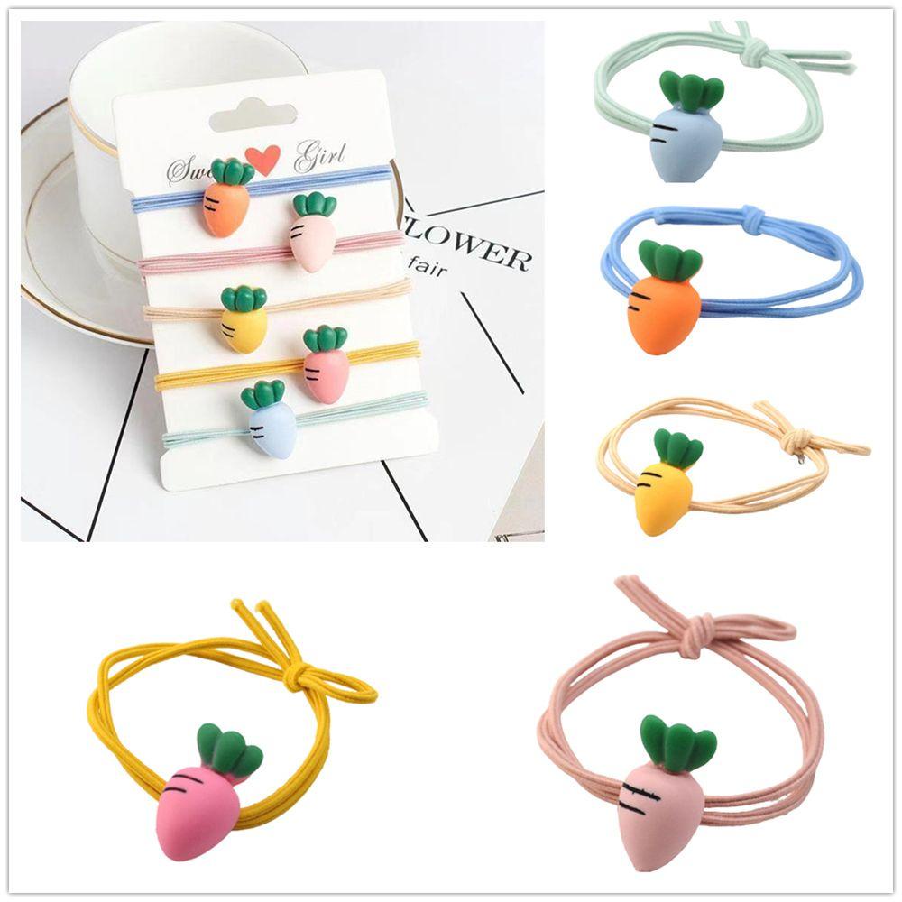 ☆Hoa Hồng☆ Dây Buộc Tóc Cao Su Co Giãn Nhiều Màu Hình Củ Cà Rốt Dễ Thương