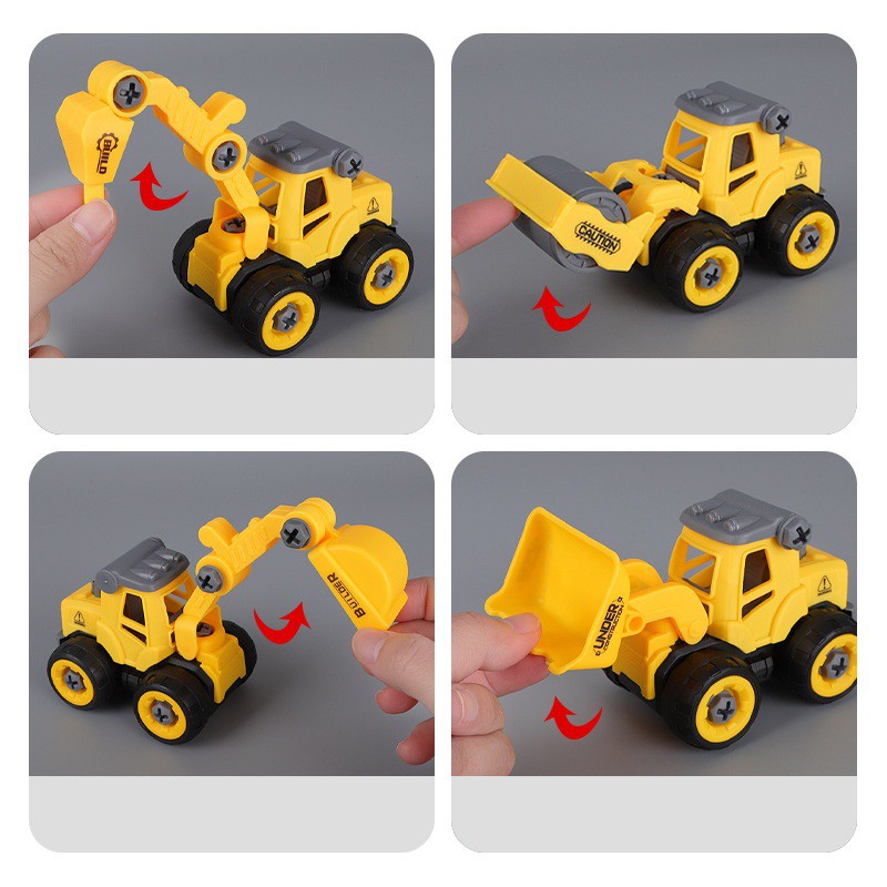 Đồ chơi mô hình xe cẩu, xe chở cát, xe lu,... kèm tua vít tháo lắp cho bé CTT001 - Có thể chọn mẫu