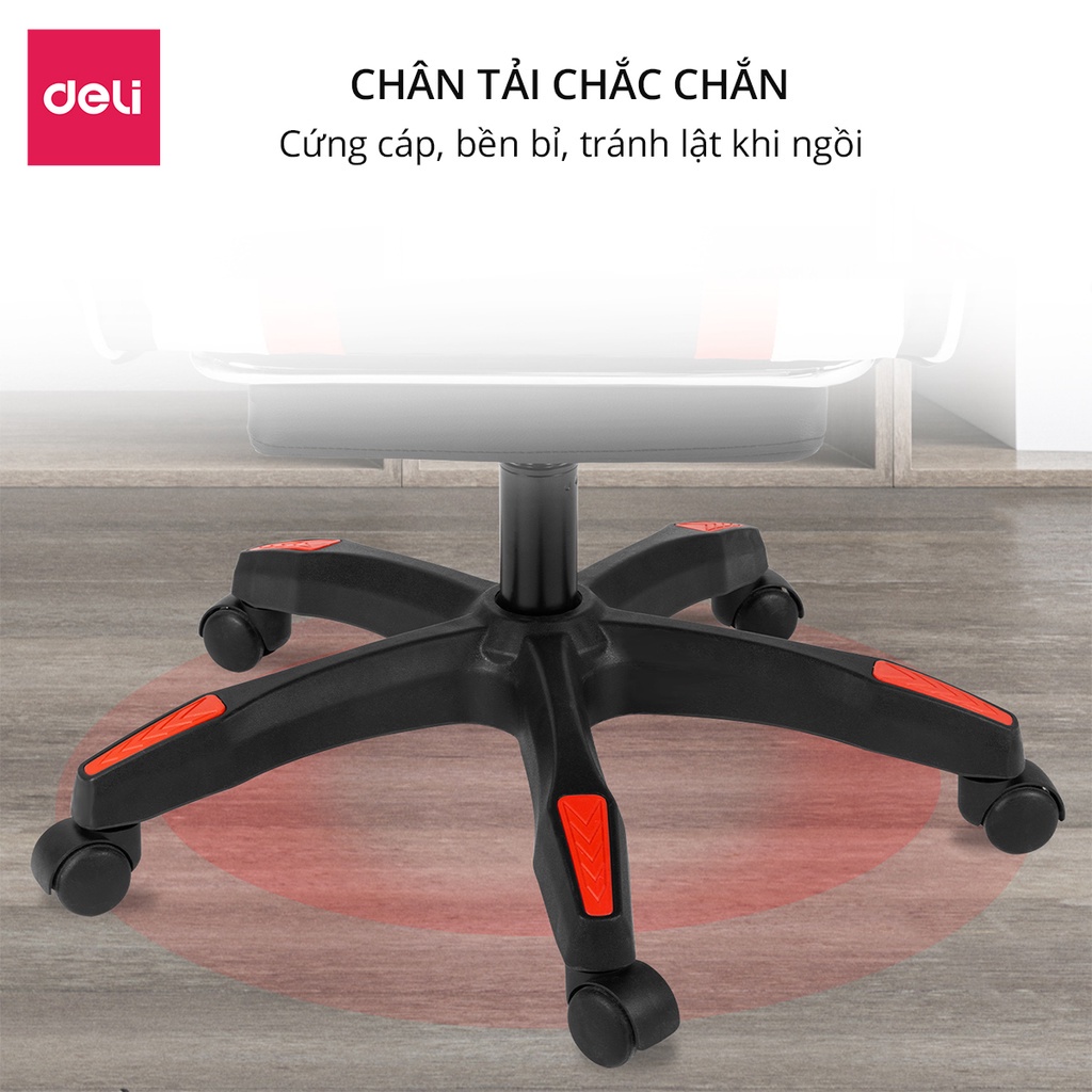 [Cao cấp] Ghế gaming Deli - Dành cho streamer, game thủ chuyên nghiệp. Tựa đầu, gác chân, nâng hạ ngả lưng - E4927