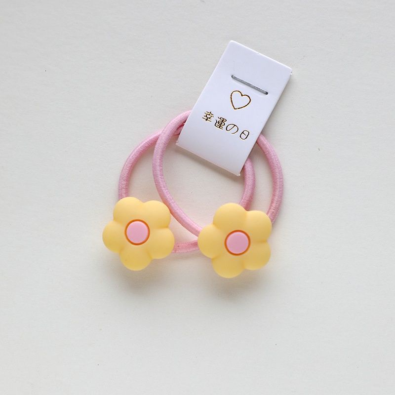 Set 2 Dây Cột Tóc Co Giãn Hình Hoa / Gấu Dễ Thương Cho Bé Gái