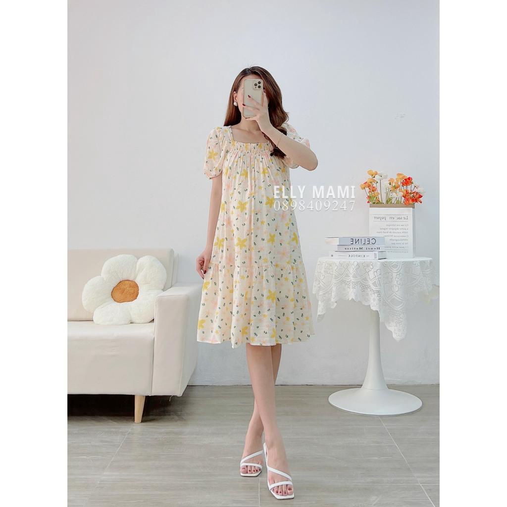 ( 40kg - 85kg ) Đầm Bầu ,Suông Voan Hoa Tiểu Thư Form Dễ Mặc Thoải Mái Suốt Thai Kì &amp; Sau Sinh ( Kèm Ảnh Thật )