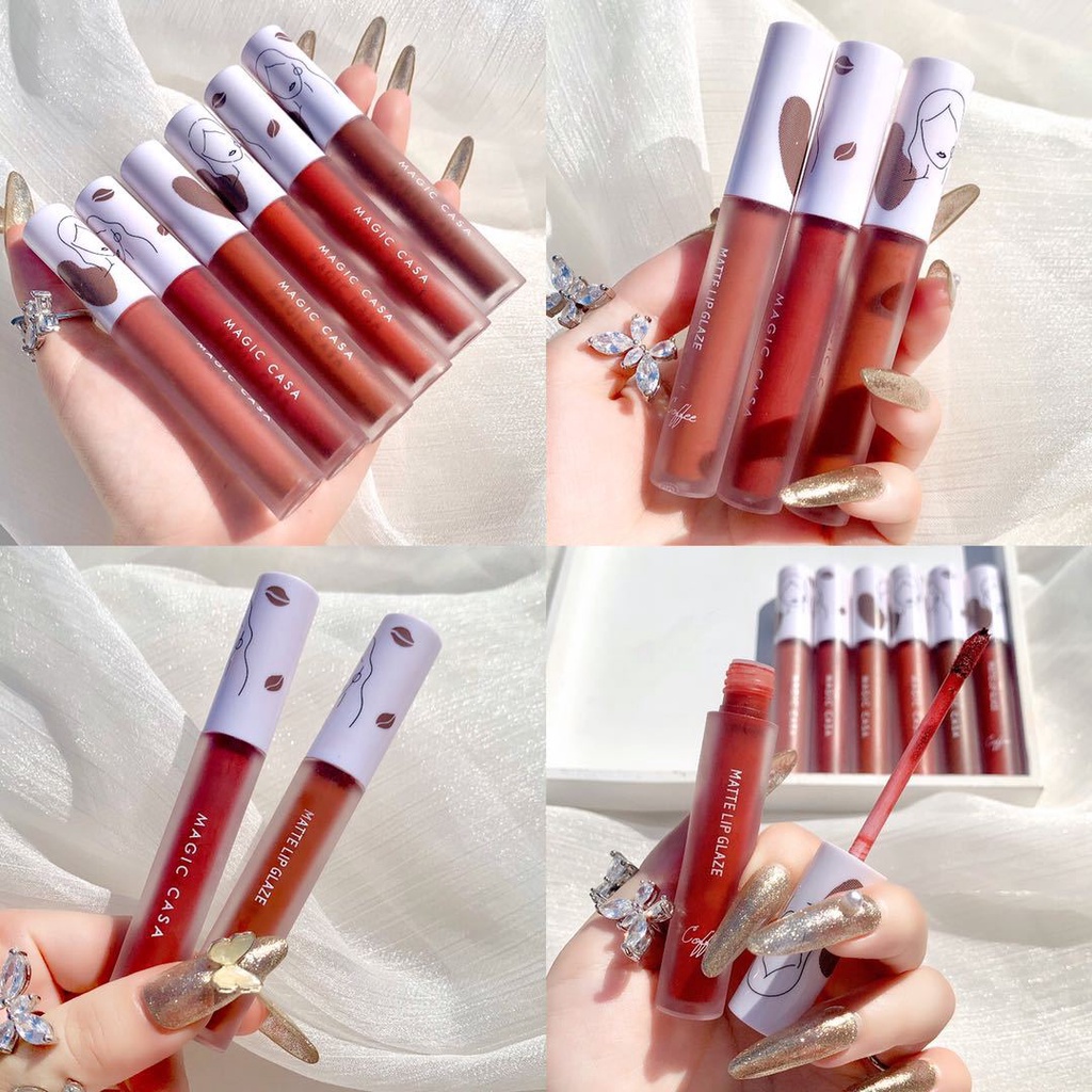 [Hàng mới về] Son kem MAGIC CASA tông nhung lì chống thấm nước không phai màu lâu trôi
