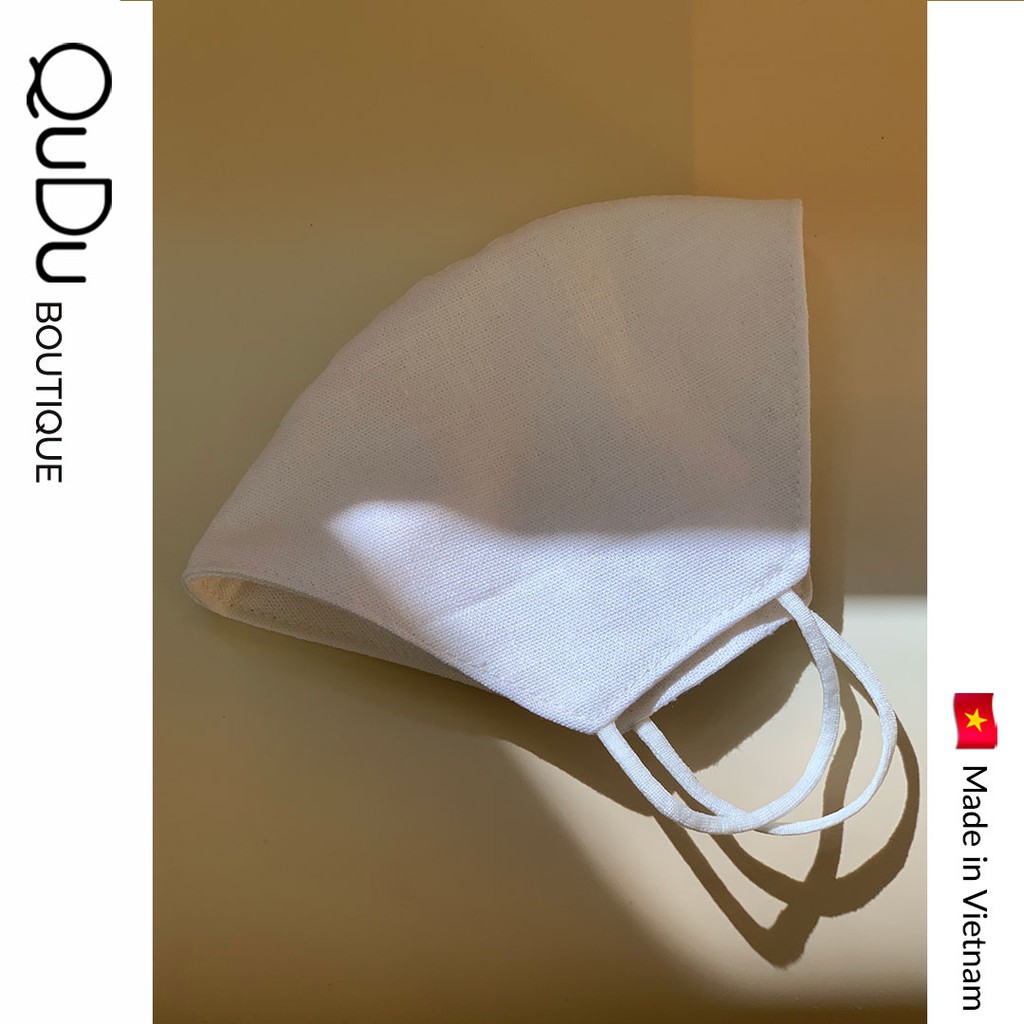 [MADE BY QUDU] Khẩu Trang Vải Chống Giọt Bắn, Tia UV Màu Trắng Thời Trang Vải Linen, Nam Nữ Đều Có Thể Sử Dụng