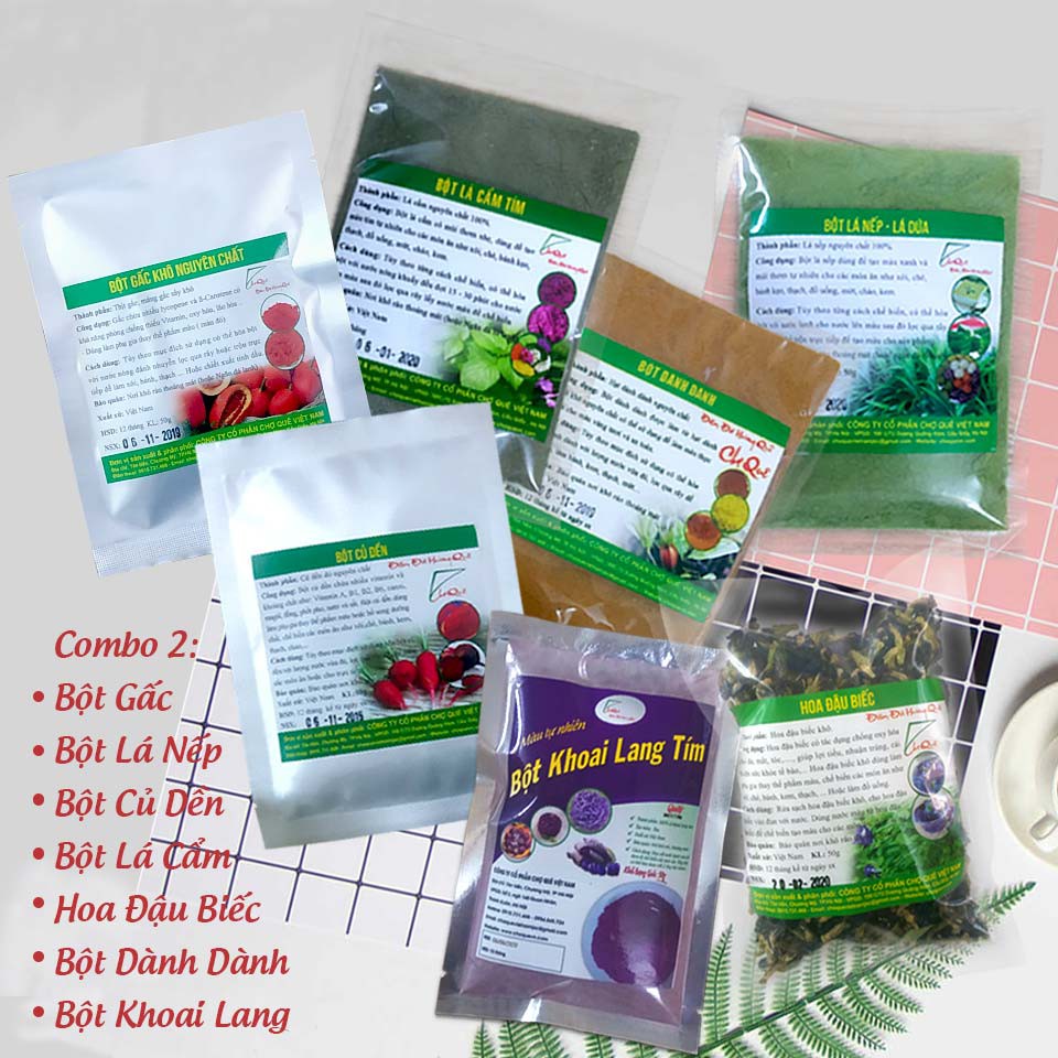 Combo 7 Gói Tạo Màu Rau Củ Quả 50g Chợ Quê