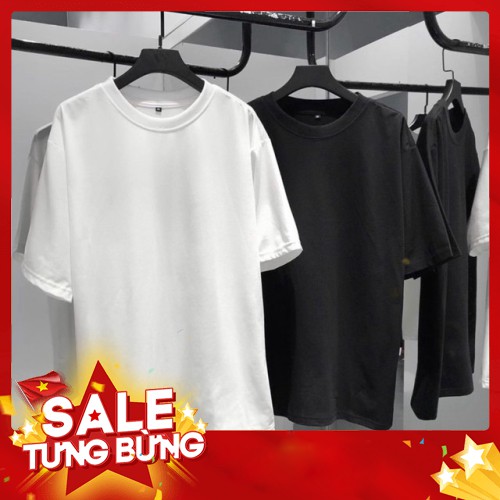 Áo thun TRƠN TRẮNG ĐEN form rộng tay lỡ oversize unisex - Áo phông nam nữ đẹp đơn giản ulzzang Hàn Quốc | Good Boy Club