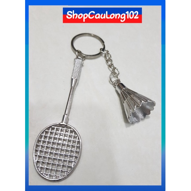 QUÀ TẶNG ĐỘC ĐÁO Móc Khóa Hình Vợt Và Quả Cầu Lông Kim Loại