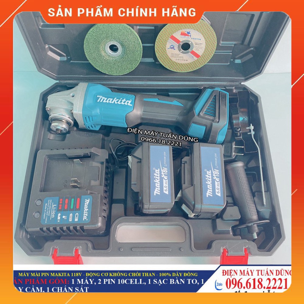 Máy mài cầm tay pin Makita 118v, 2 pin 20000mAh, 3 tốc độ, không chổi than, 100% dây đồng tặng 1 đá mài 1 đá