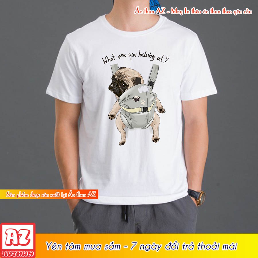 Áo thun Teen Nam Nữ in hình Chó Pug Cute Dog - Form rộng BIGSIZE AZ M1698