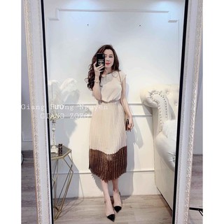 Váy lụa xếp ly chun eo MSGT81
