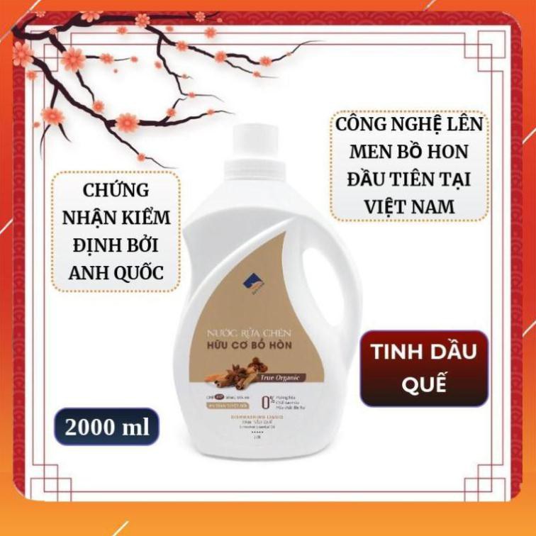 Nước rửa chén hữu cơ Bồ hòn hương Quế 2000ml, Nước rửa bát hữu cơ Ecocare .