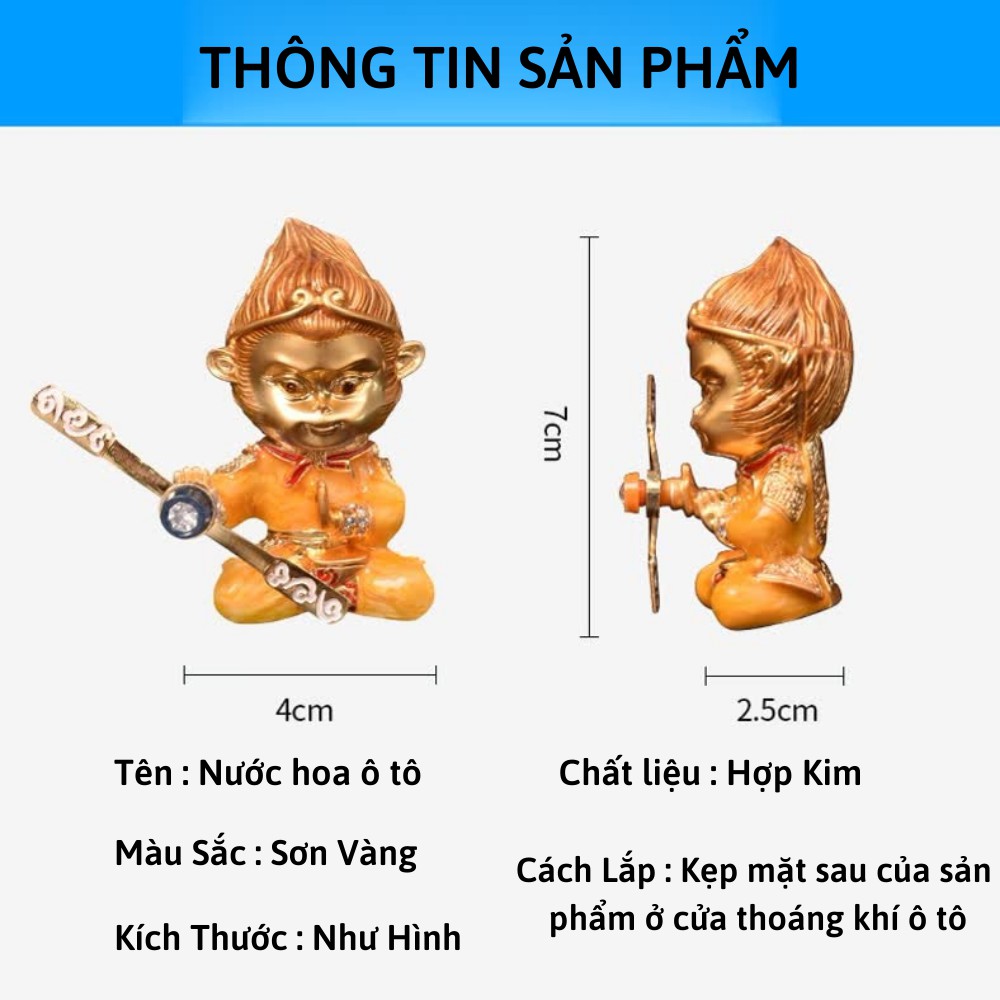 Nước hoa ô tô , quạt sát thơm ô tô hình tôn ngộ không tỏa hương thơm sáp tinh dầu TIME HOME