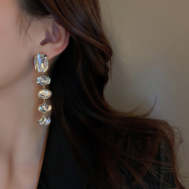 Bông Tai Dáng Dài Phối Tua Rua Mạ Bạc Phong Cách Âu Mỹ Thời Trang