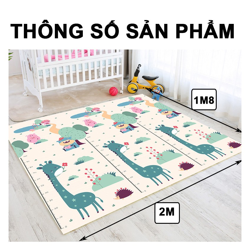 Thảm trải sàn xốp XPE🔖 2 mặt phủ Silicone Hàn Quốc mẫu đẹp chống thấm, chống ngã,cho bé  bò kèm túi SALE