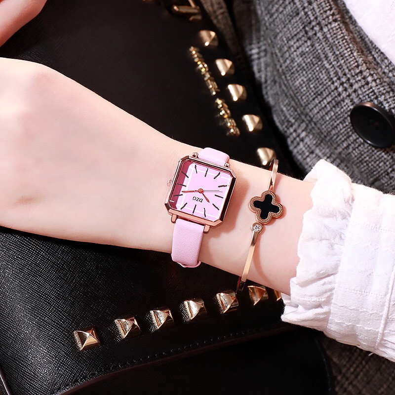 ĐỒNG HỒ NỮ DÂY DA DZG MẶT VUÔNG D207B DỄ THƯƠNG CỰC HOT | BigBuy360 - bigbuy360.vn