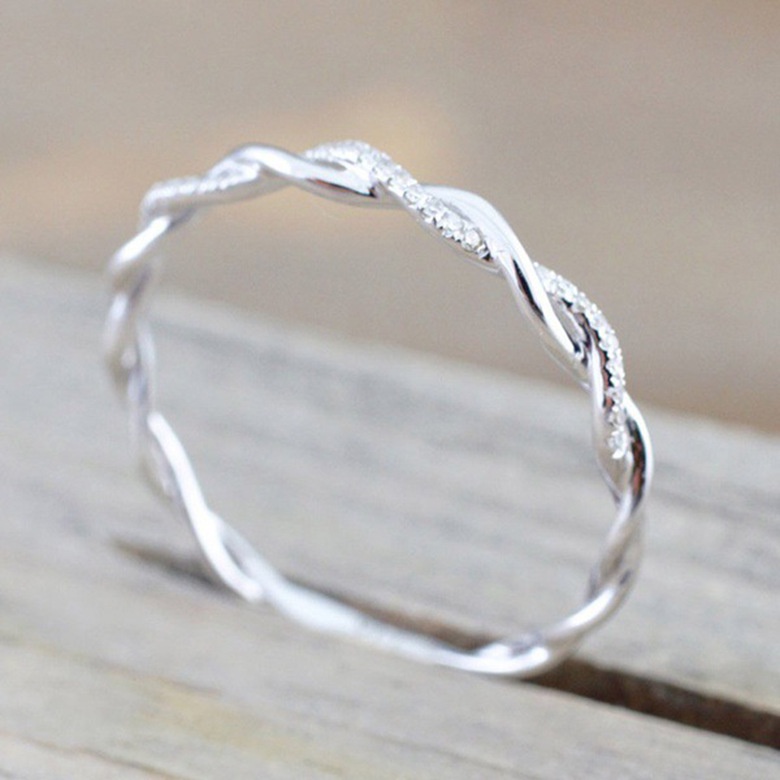 Nhẫn mạ bạc 925 đính đá zircon thời trang cho nữ