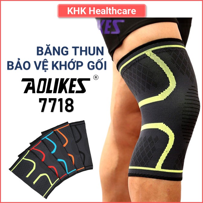 Đai bó gối đàn hồi bảo vệ khớp gối Aolikes AL7718 co dãn tốt cho người chơi thể thao (1 cặp)