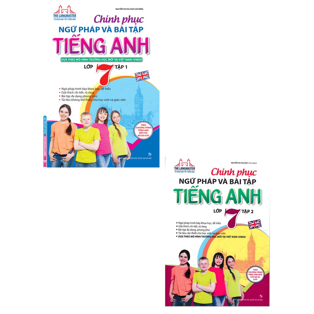 Sách The Langmaster - Chinh phục ngữ pháp và bài tập tiếng Anh lớp 7 (Bộ 2 Tập)