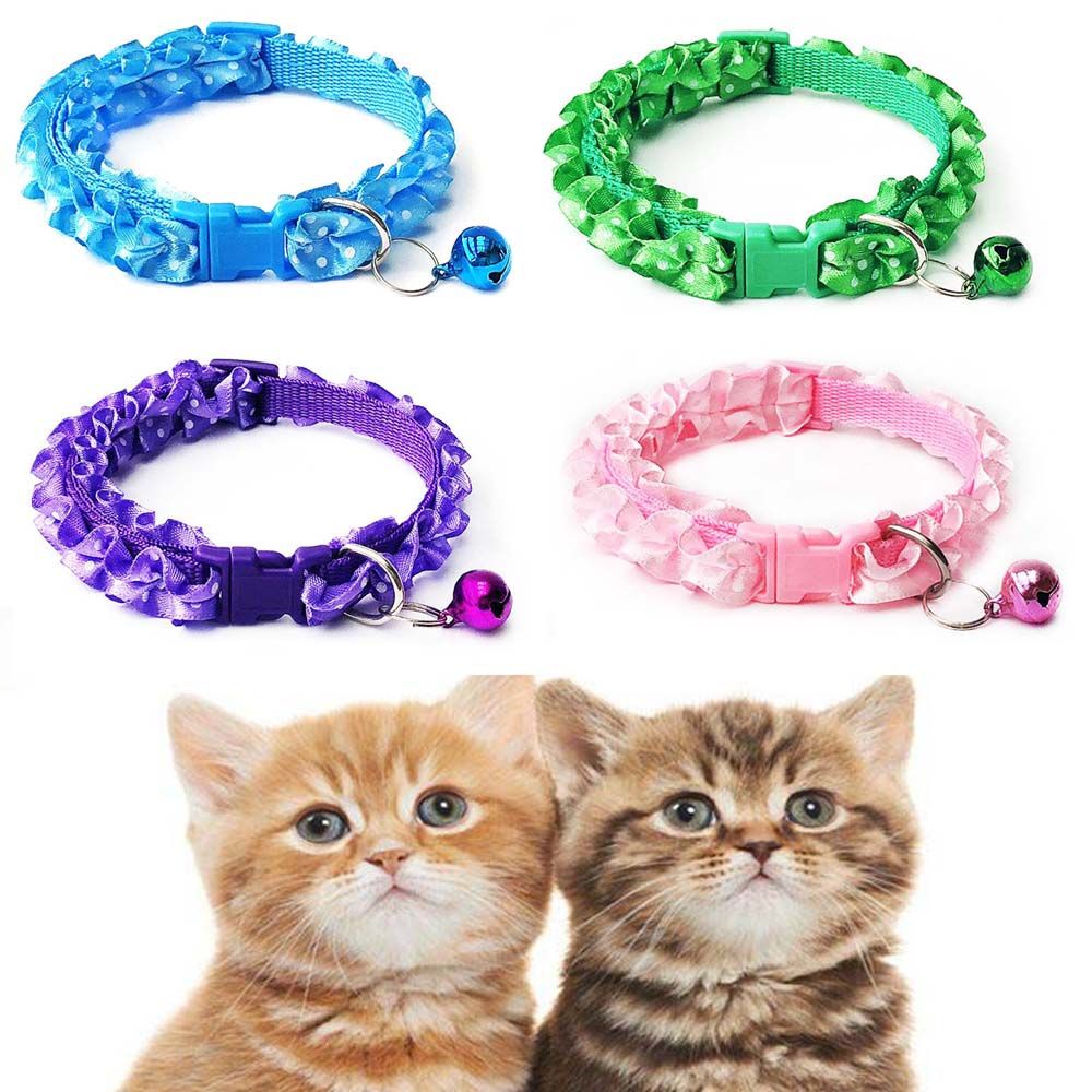 YIYU Vòng cổ họa tiết chấm bi đính chuông đáng yêu cho thú cưng