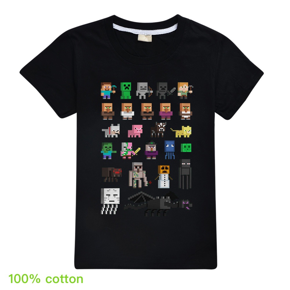 Áo Thun Tay Ngắn 100% Cotton Họa Tiết Game Minecraft 2020