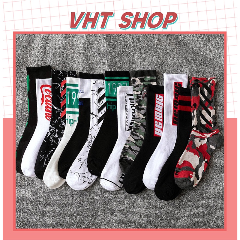 Tất cổ cao, vớ cổ cao nam nữ vải cotton co giãn phong cách Ulzzang cao cổ trẻ trung TC44 - VHT SHOP