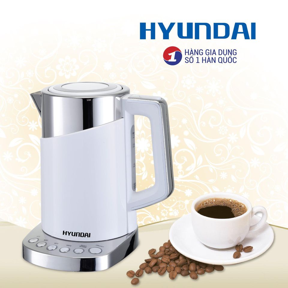 Ấm siêu tốc Hyundai HDE 5000W bình đun nước 1.7L khả năng chịu nhiệt cao nấu nước chín nhanh khóa trẻ em đảm bảo an toàn