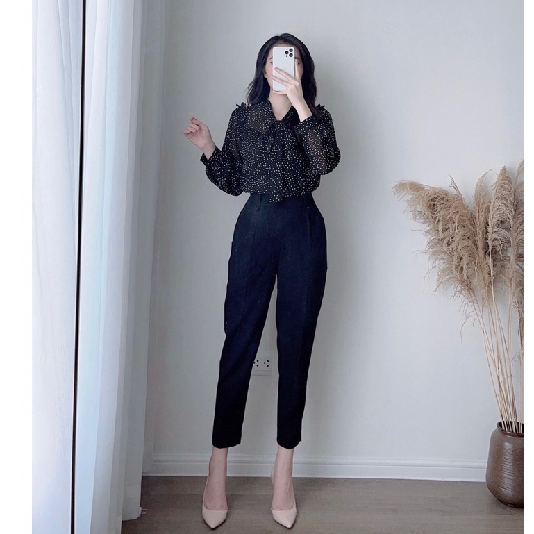 Quần Baggy Nữ Xếp Ly Cúc Bọc Vải Khoá Sau Zym's House - Q284