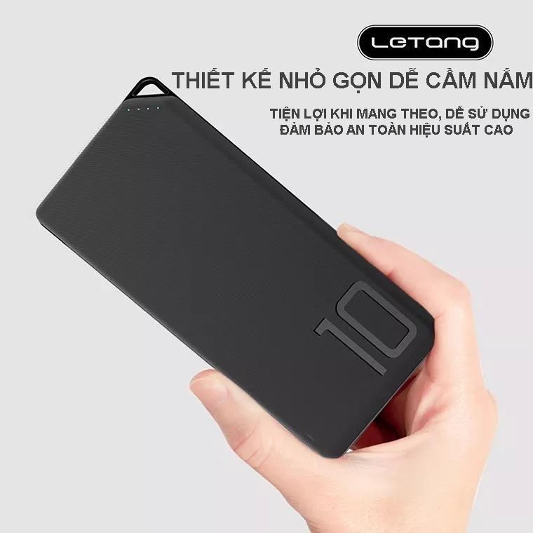 Pin dự phòng LETANG S100 - 10.000mAh siêu mỏng, siêu nhẹ, chống sốc tự ngắt khi sạc đầy cho iPhone, Samsung, OPPO,...