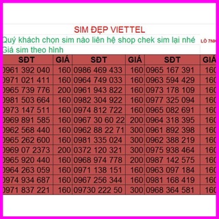 Sim 4g 1 năm sim viettel số đẹp 09 theo phong thủy tại đây lô 6 hottt