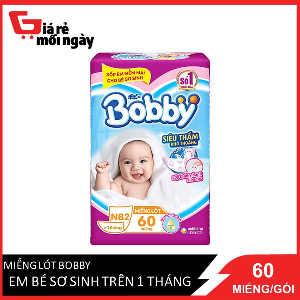 Miếng Lót Bobby Em Bé Sơ Sinh Trên 1 Tháng 60 Miếng