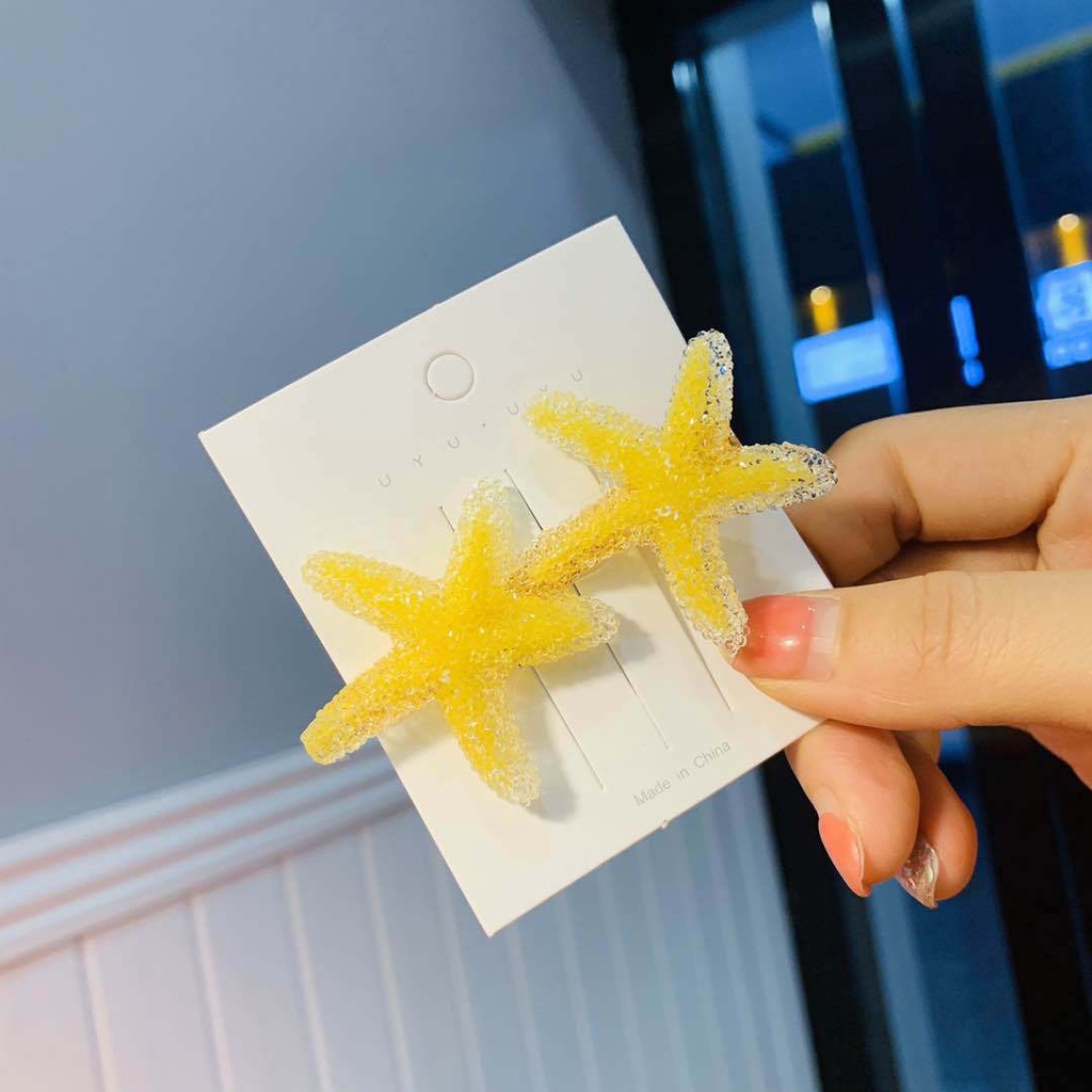 Kẹp Tóc Hình Nơ / Sao Biển Màu Kẹo Lấp Lánh Cho Bé Gái