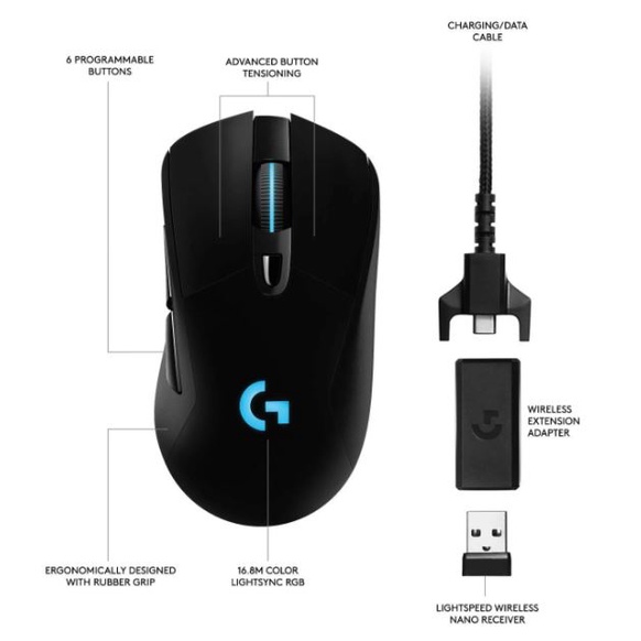 Chuột Gaming Không Dây Logitech G703 Hero Lightspeed Wireless - Hàng Chính Hãng