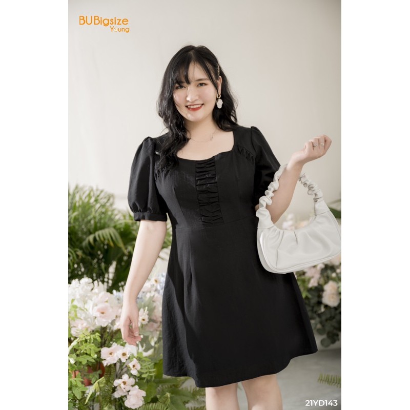 Đầm cổ vuông nhún ngực BIG SIZE 55kg đến 95kg - 21YD143 - [BU Bigsize Young]