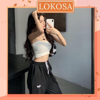 Áo Hai Dây Nữ LOKOSA Áo Quây Ngực Hai Dây Croptop Kiểu Chất Thun Cotton Sexy Màu Đen Trắng AO009