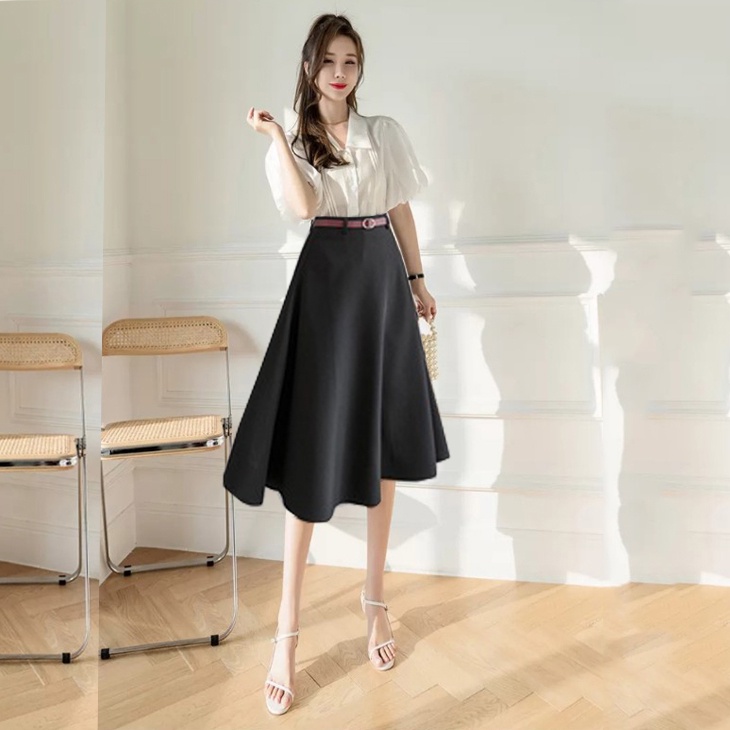 Chân váy xòe tiểu thư Váy công sở dáng dài che khuyết điểm chất vải co giãn thoải mái khi mặc Store.Vanshop SK0006
