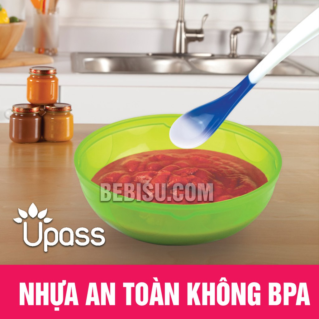 Thìa báo nóng ăn dặm Upass cảm ứng - vỉ 2 thìa báo nóng an toàn không BPA