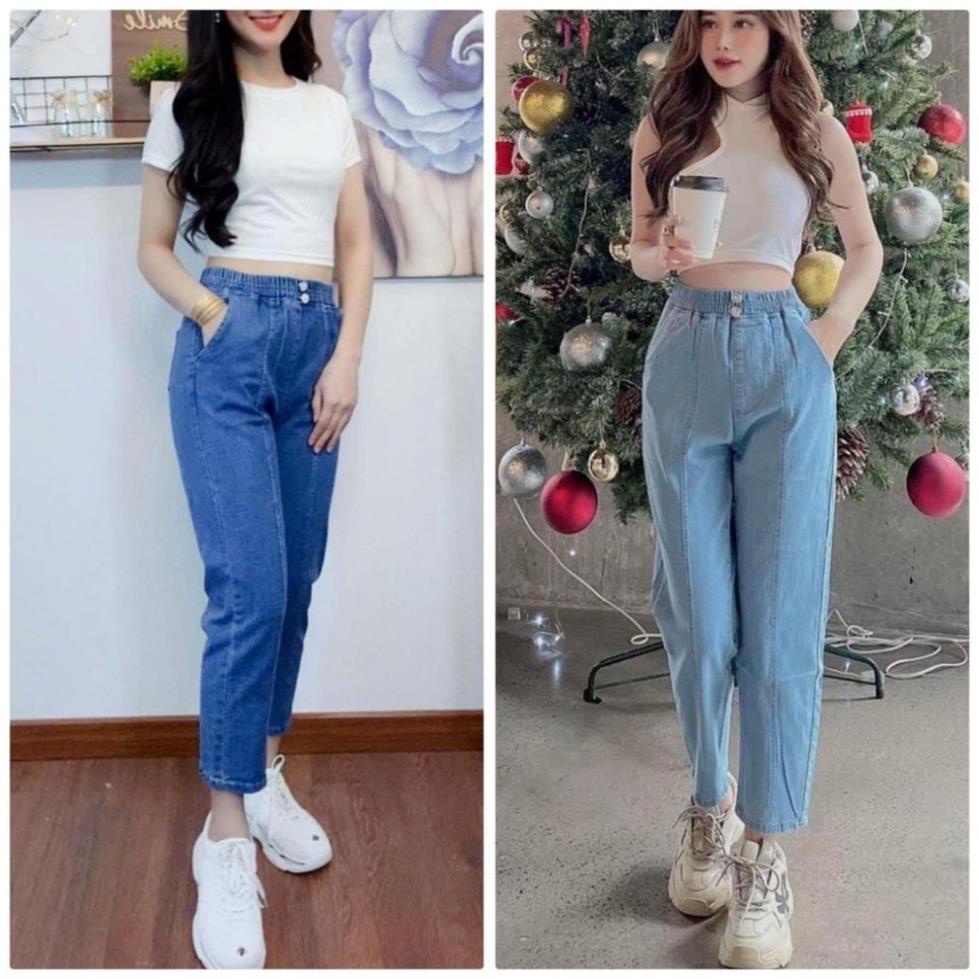 Quần jean nữ baggy lưng thun quần bò cạp chun co giãn 4 chiều - size từ 40 - 100kg ! !