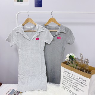 Đầm cổ bẻ body thêu cherry mẫu mới cực cool