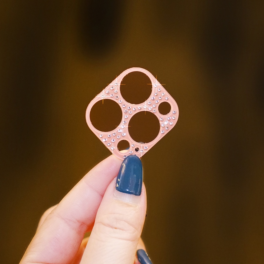 Miếng dán bảo vệ camera đính đá lấp lánh 3D cho iPhone 11 12 13 Pro Max Mini