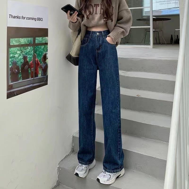 Quần Jeans Nữ Lưng Cao Ống Rộng Thời Trang Hàn Quốc