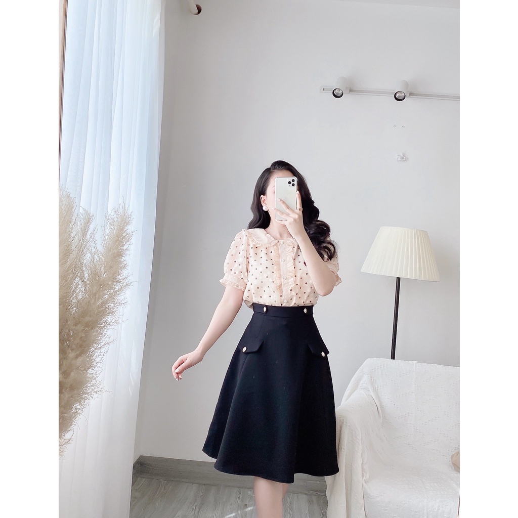 Áo Sơ Mi Cổ Sen Chấm Bi Zym's House - K161