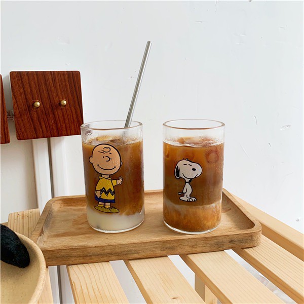 Cốc, Ly Thủy Tinh Uống Trà, Cafe Nhân Vật Hoạt Hình Peanuts' Family Snoopy Charlie